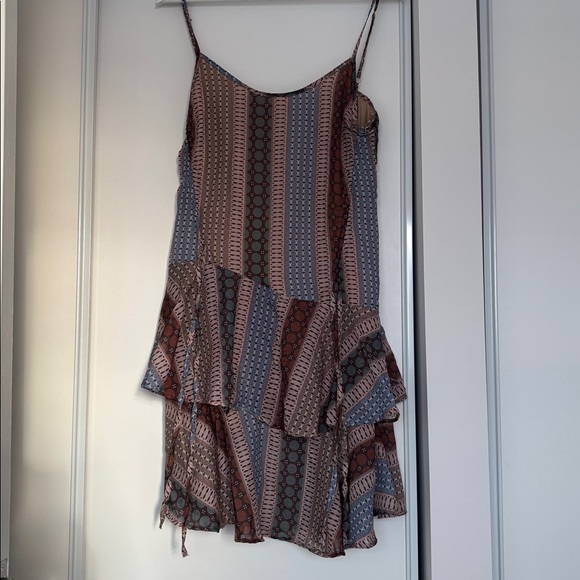 Boho Print Ruffle Hem Mini Dress - Picture 4 of 17